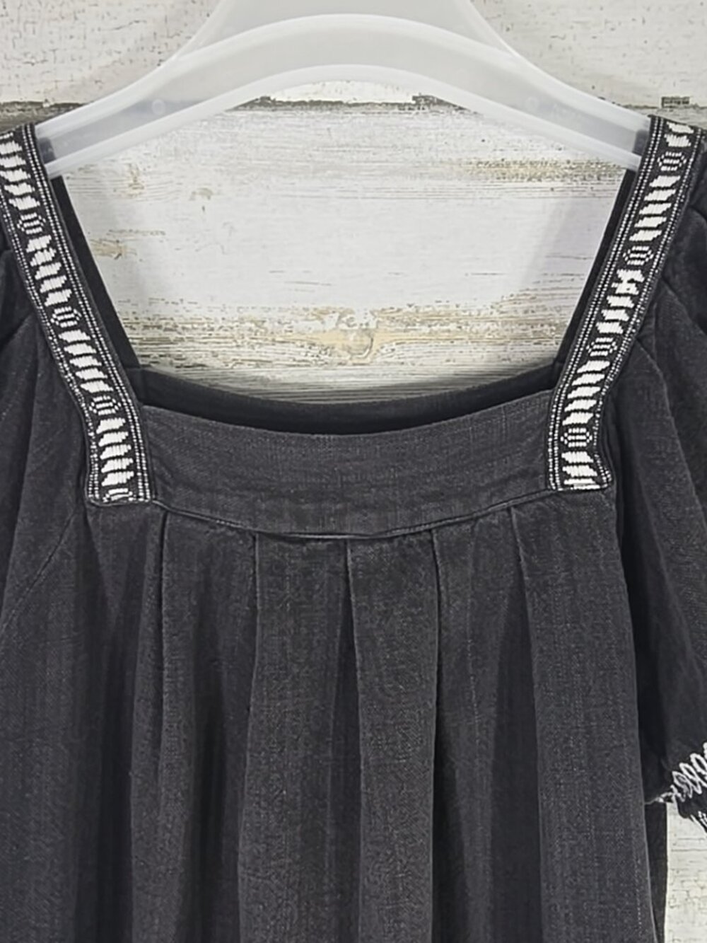 MAYA Guatemala Embroidered Black Cotton Dress Tunic SMALL Boho Folk Huipil Style - Picture 11 of 16